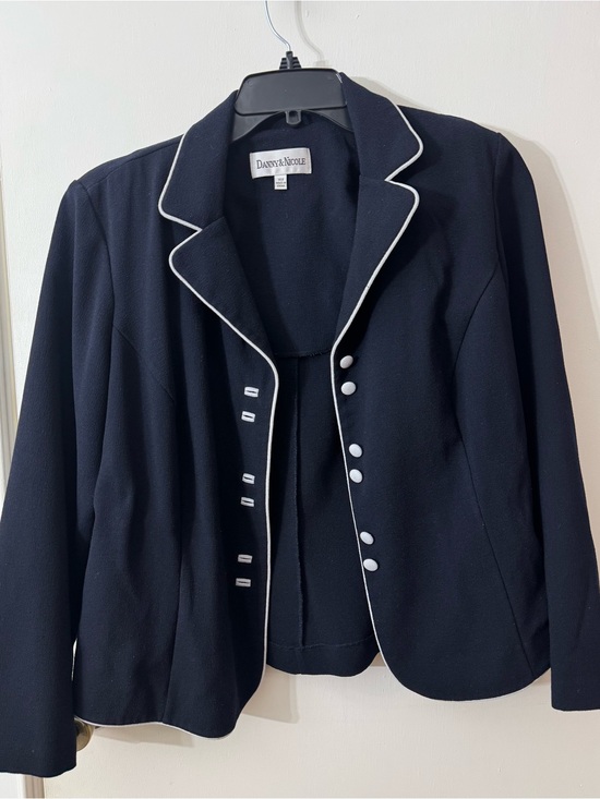 Danny & Nicole Jackets & Blazers - Danny & Nicole Navy Blazer with White Trim and Buttons